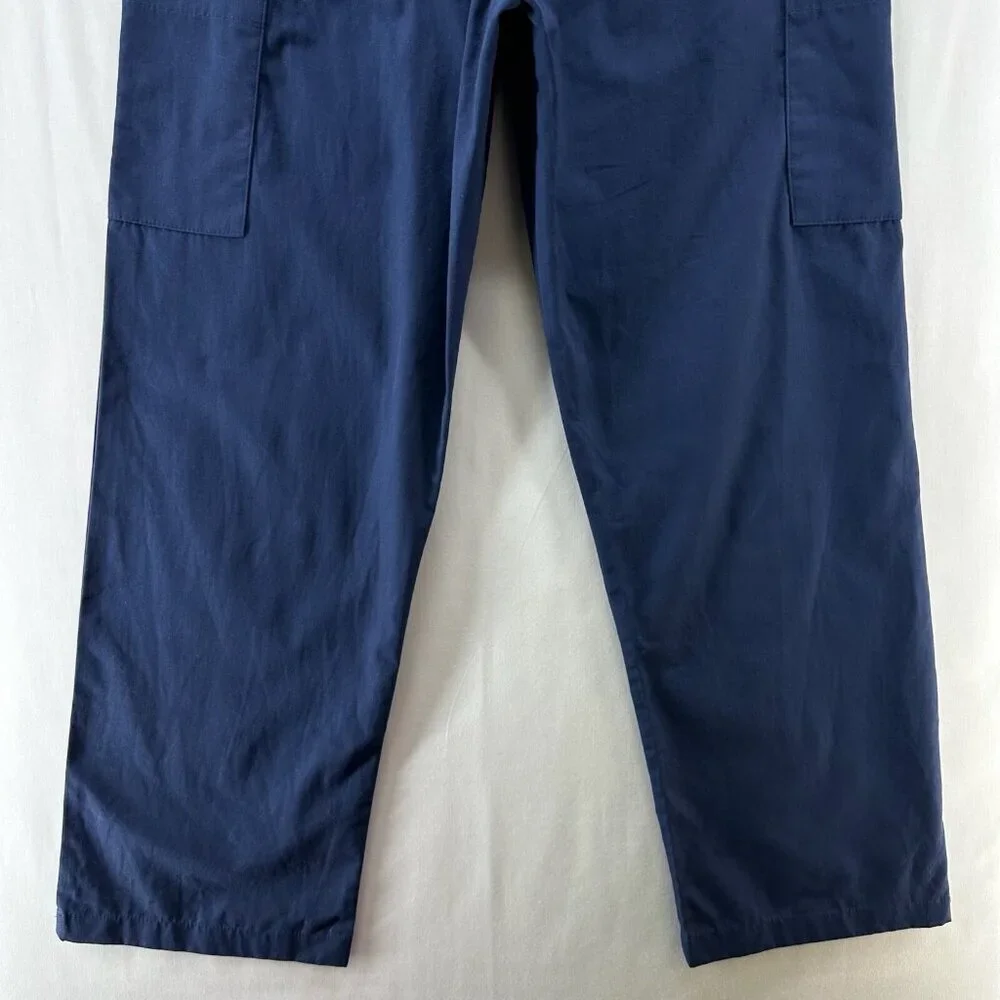 Landau Scrub Cargo Pants Men Sz S Short Elastic Waistband Pull On Workpants Blue